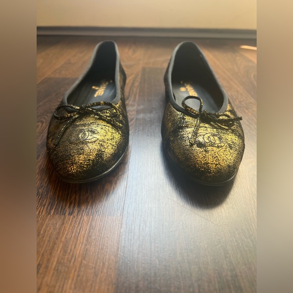 CHANEL METALLIC BALLET FLATS BALLERINA FLATS SIZE 42 - Picture 9 of 10